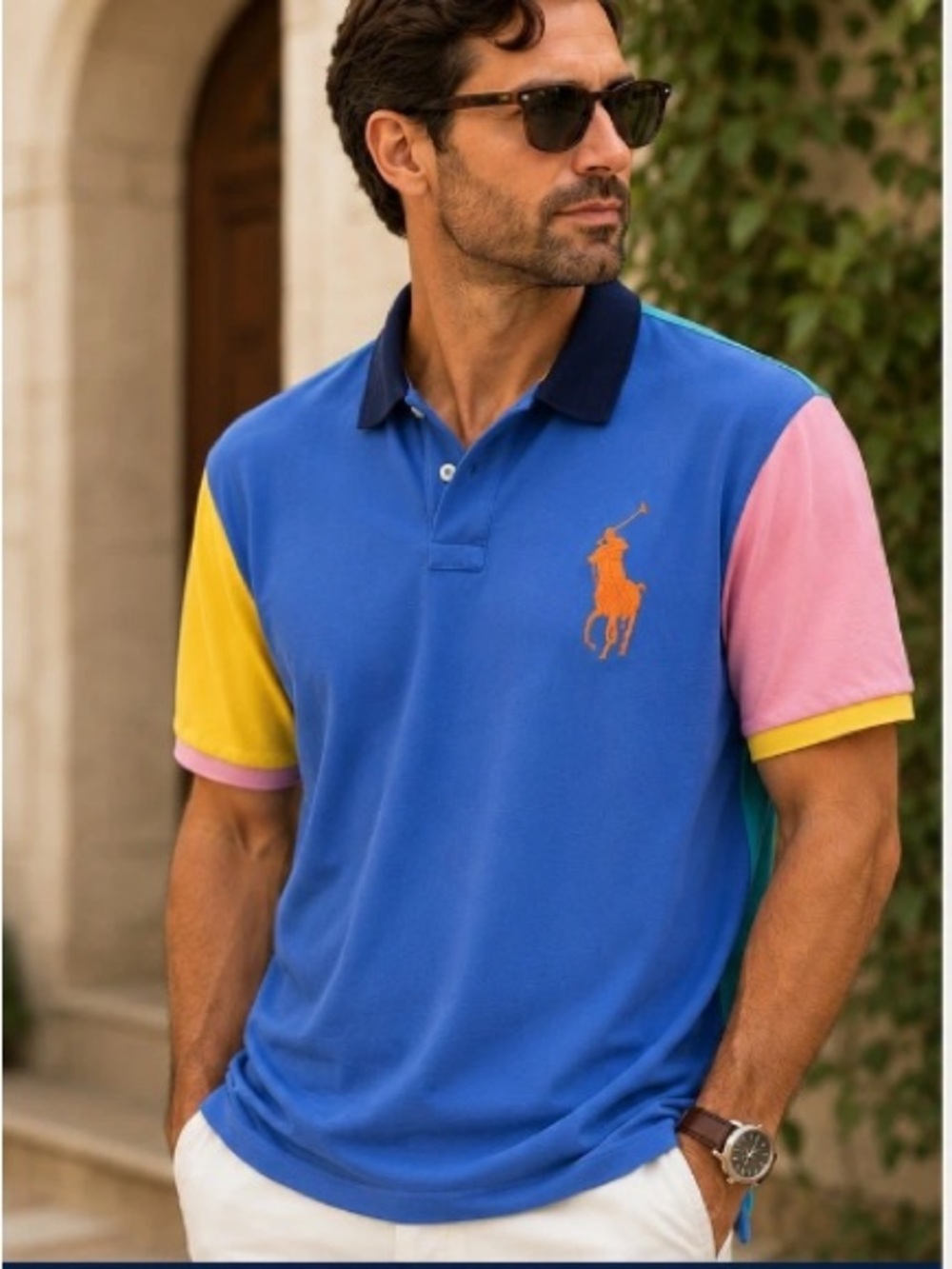Polo by Ralph Lauren Blue Colorblock Polo Shirt Mens 2XLT Golf Rugby